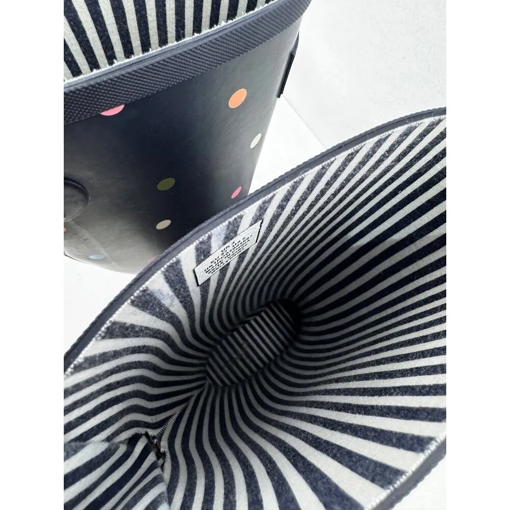 Joules Womens WellyPrint Navy Blue with Polka Dots Rubber Wellington Boots 6 - Image 7