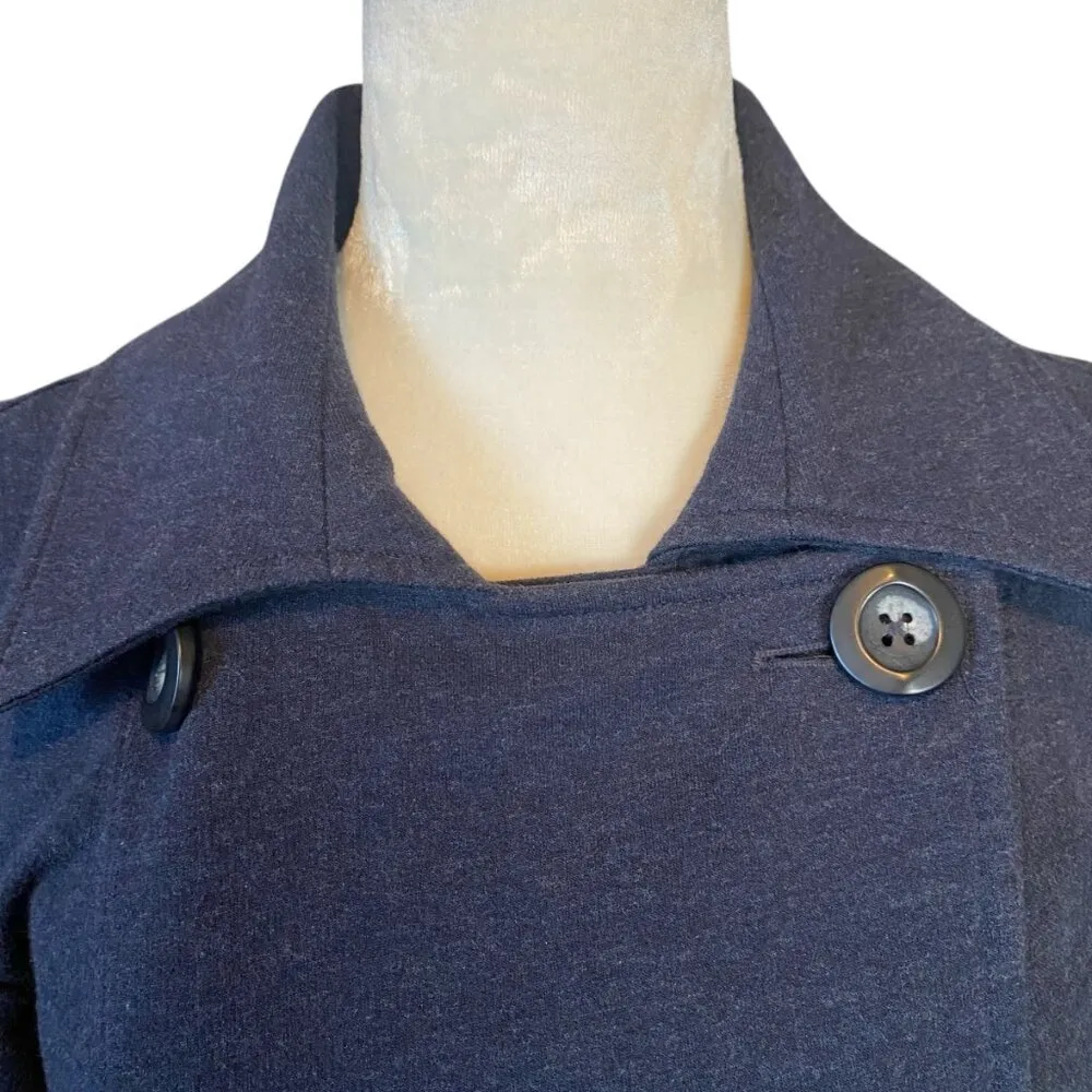 dark blue long sleeve collared button down peacoat women's size small - Image 4