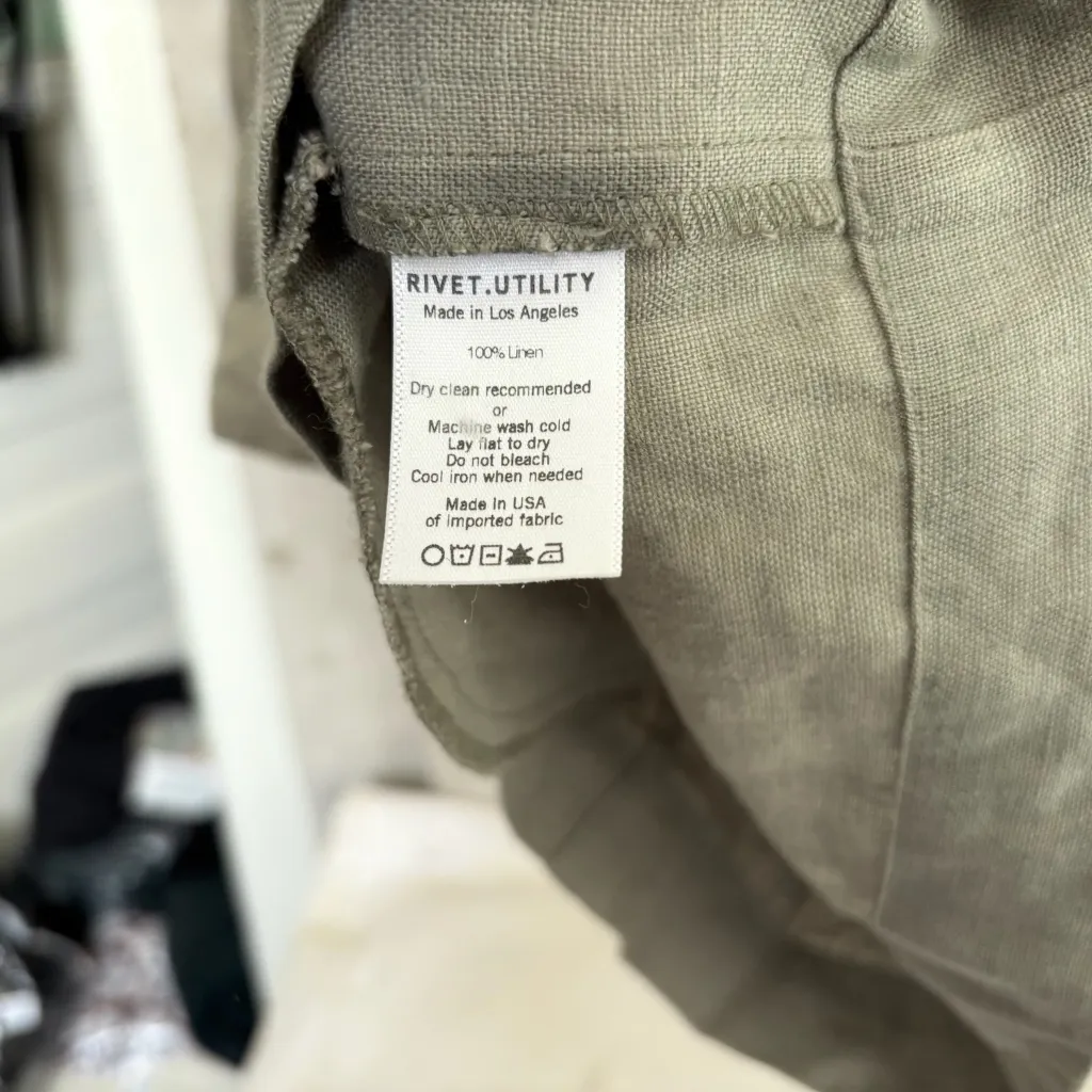 Rivet Utility Trendsetter Belted Linen Romper Green Size M - Image 5