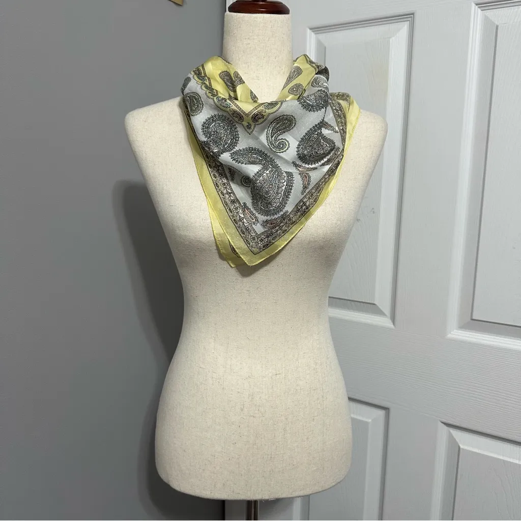 Paisley Print Yellow and Brown Scarf - Image 6