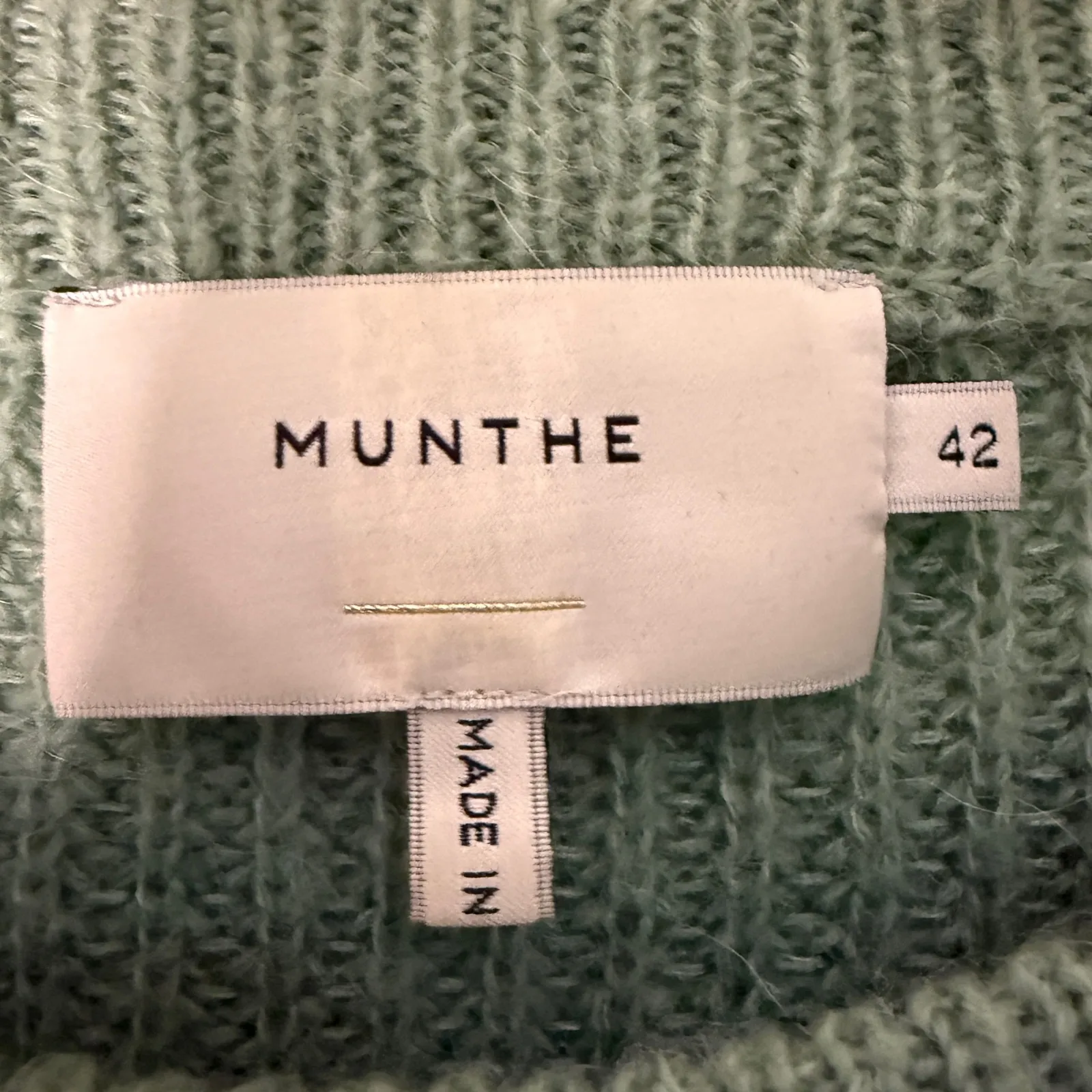 MUUHTHE Wool Alpaca Blend Color Block Crew Neck Knit Sweater Size 42 Blue Size L - Image 3