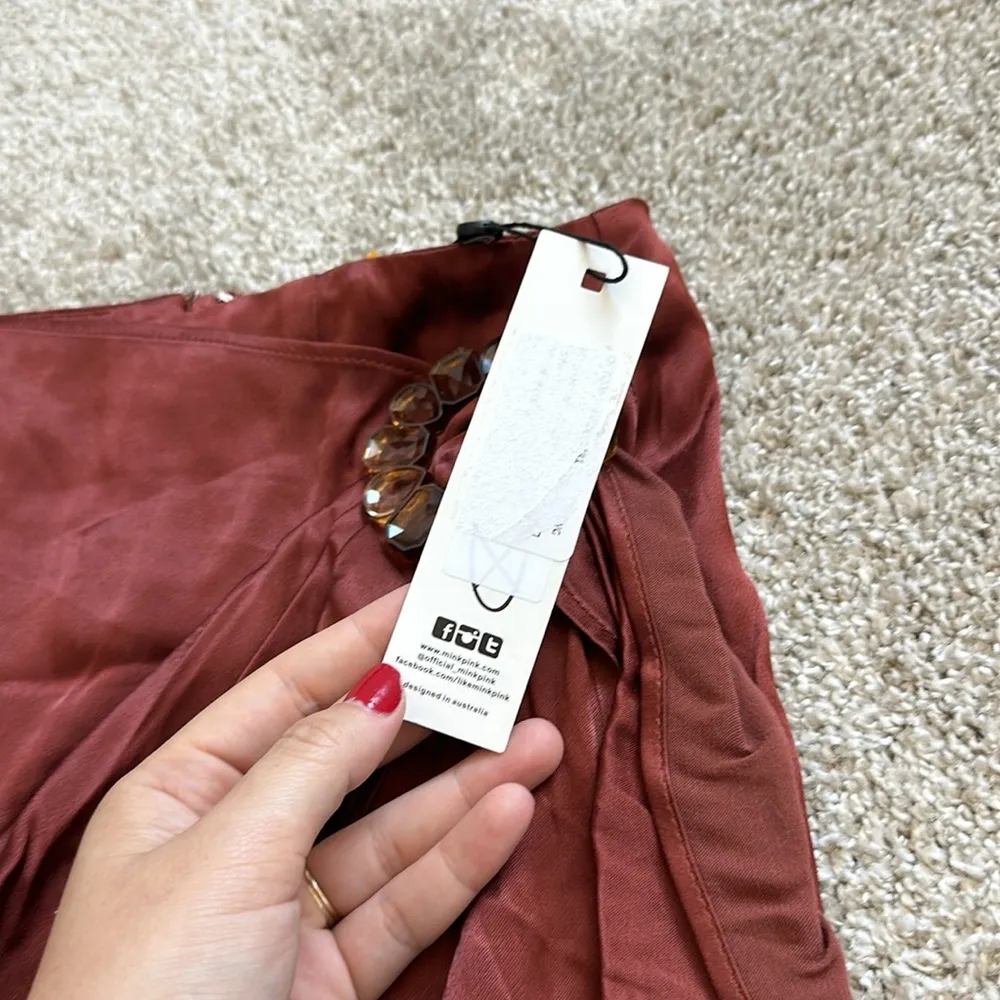 MINKPINK  satin bejeweled mini skirt size S - Image 4