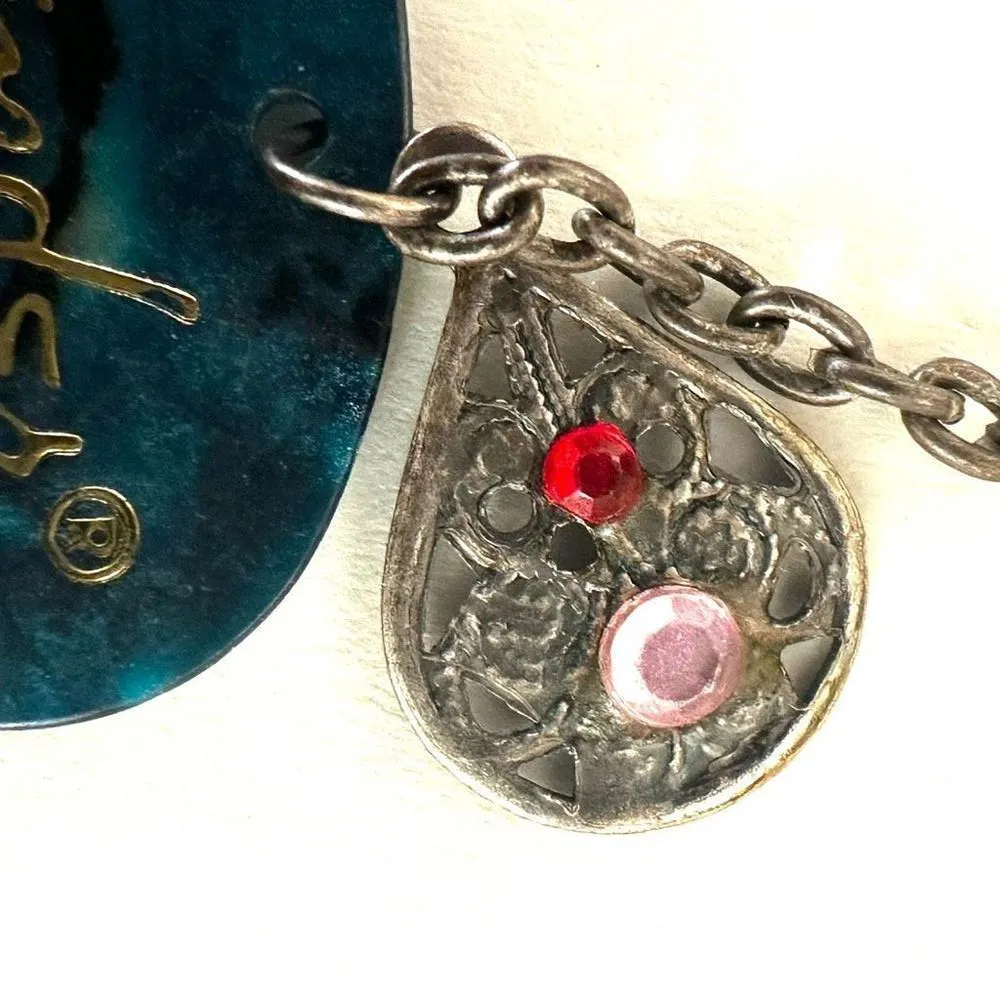 Vintage guitar pick long earrings Blue - Image 9