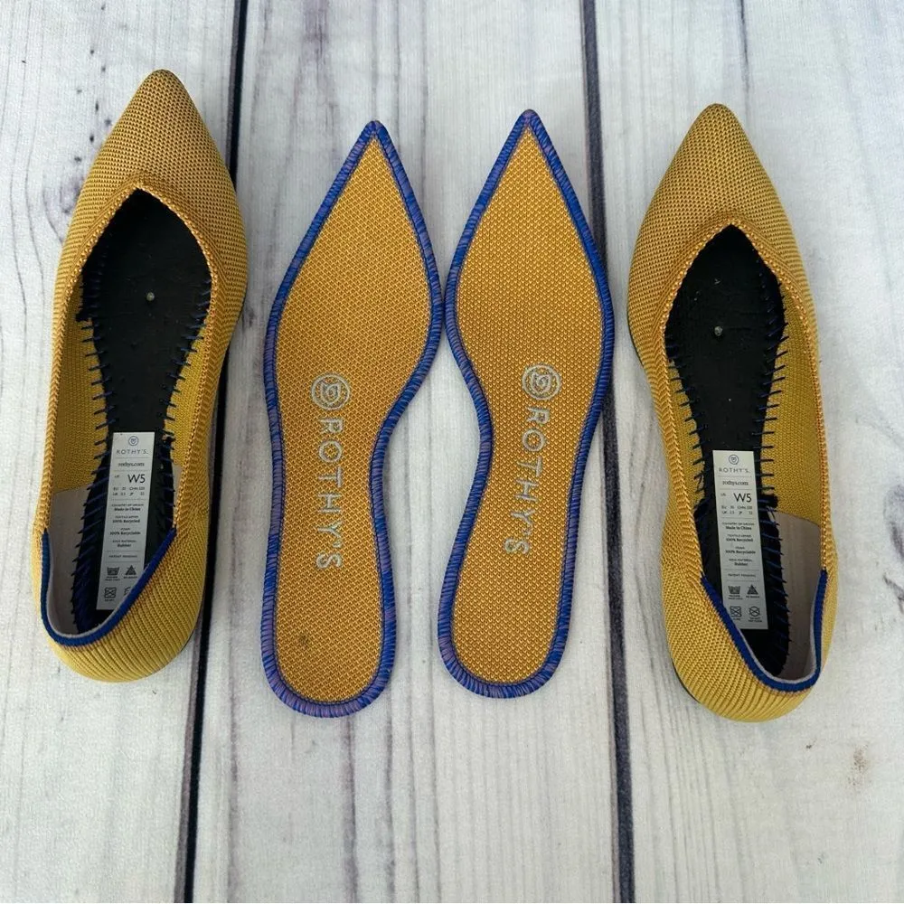 Rothy’s The Point Women Sz 5 Yellow Knit Slip On Ballet Flat Office Casual Teen - Image 10