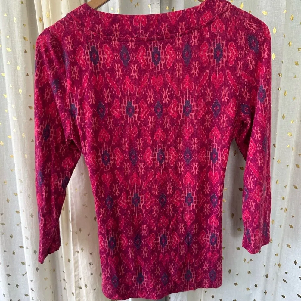 Lauren by Ralph Lauren Black Label Alayja Geo Print Surplice Faux Wrap Top M - Image 4