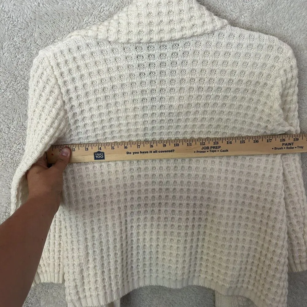 Vintage Cardigan Sweater Open Off White Chunky Cable Collar House of Morrison - Image 9