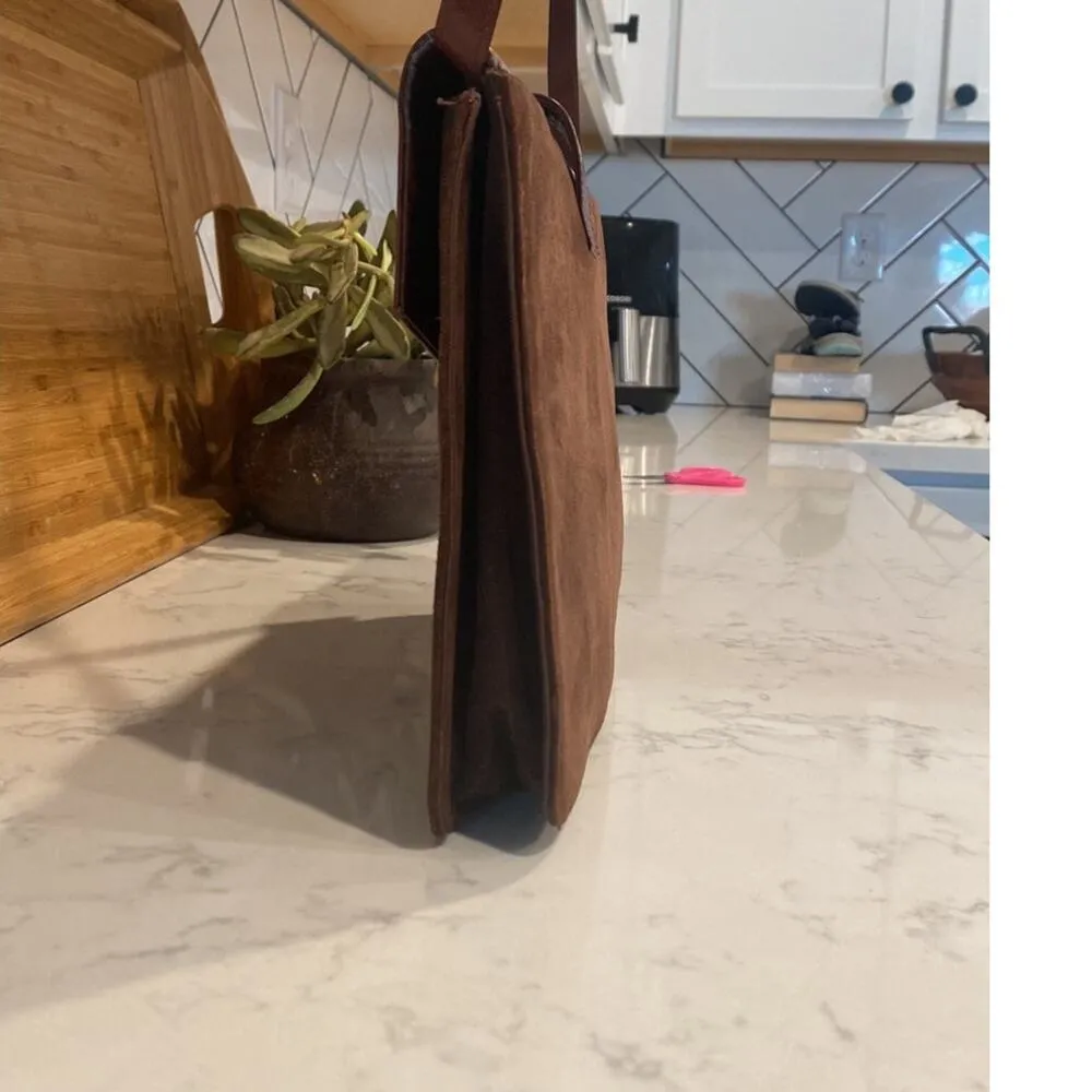 Vintage Nordstrom suede leather shoulder bag clutch classy western chic Brown - Image 9