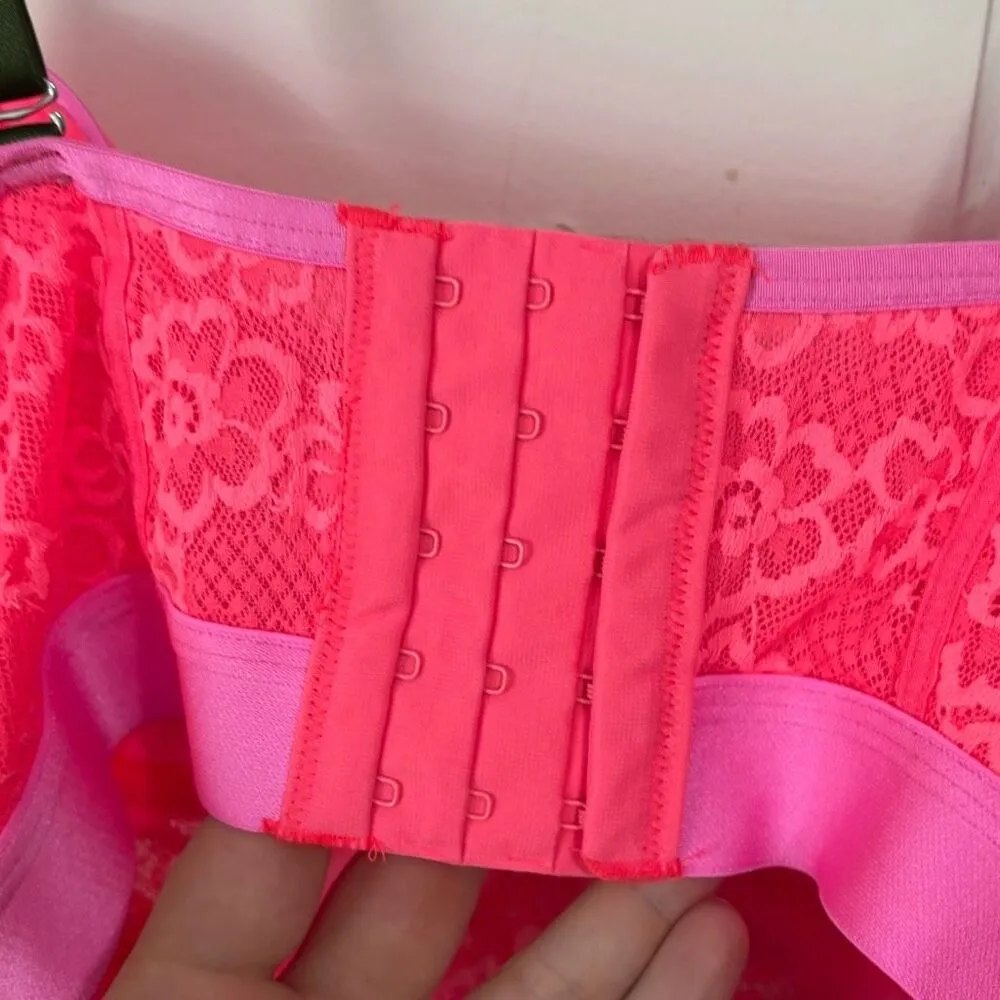 Parade Neon Pink Bustier Lace Bra Size Large‎ - Image 4