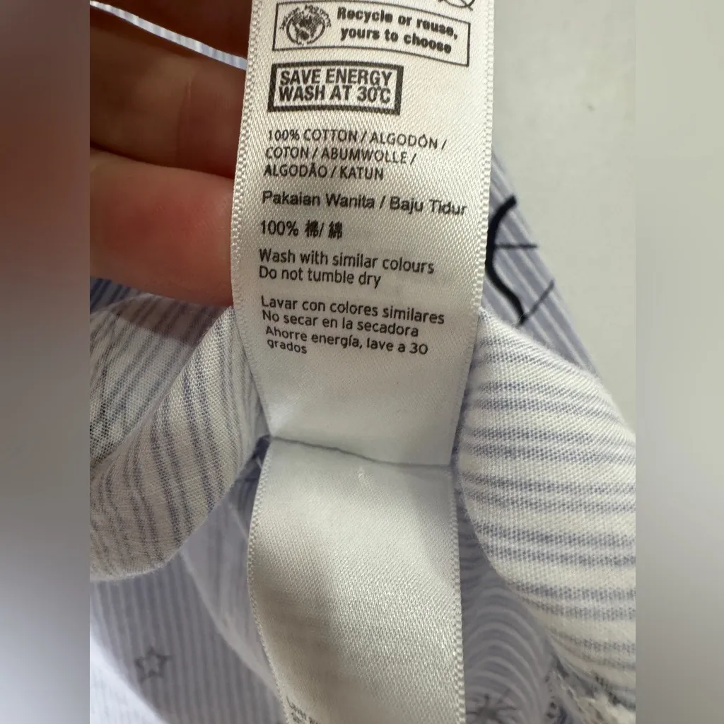 Topshop ‎ Long 2 Piece Collar Button Down Pajamas Set Hearts Size 4 - Image 9