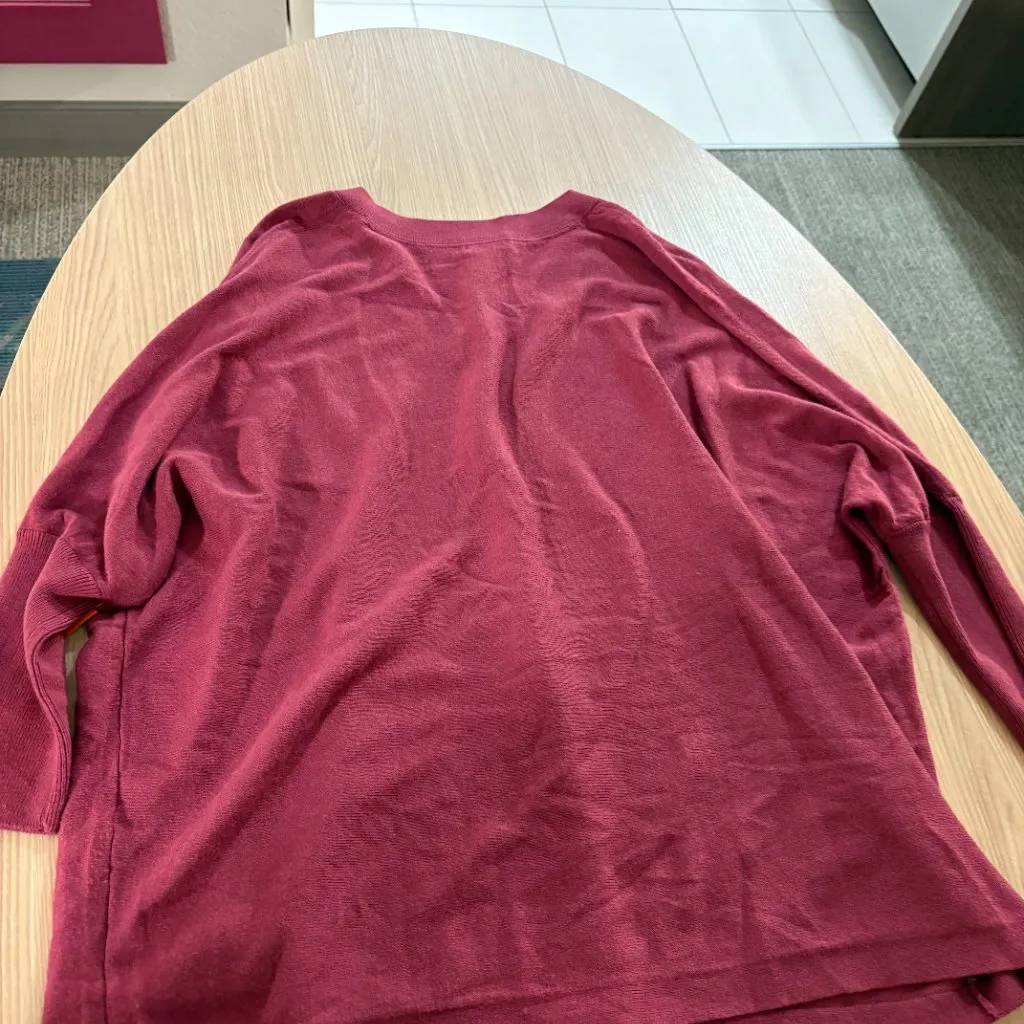 Pure Jill V Neck Sweater Small Petite Dark Pink Cotton Viscose Blend 3/4 Sleeves Size undefined - Image 3