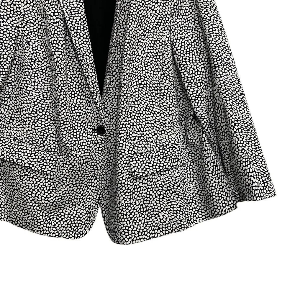 Lane Bryant Plus 28 Modernist Collection Black White Blazer Jacket Office Wear - Image 2