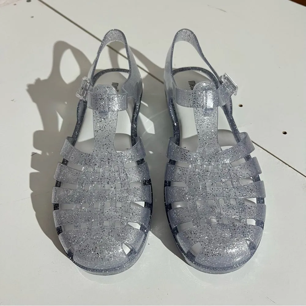 Melissa Possession Silver Glitter Jelly Sandal Size 7 - Image 3