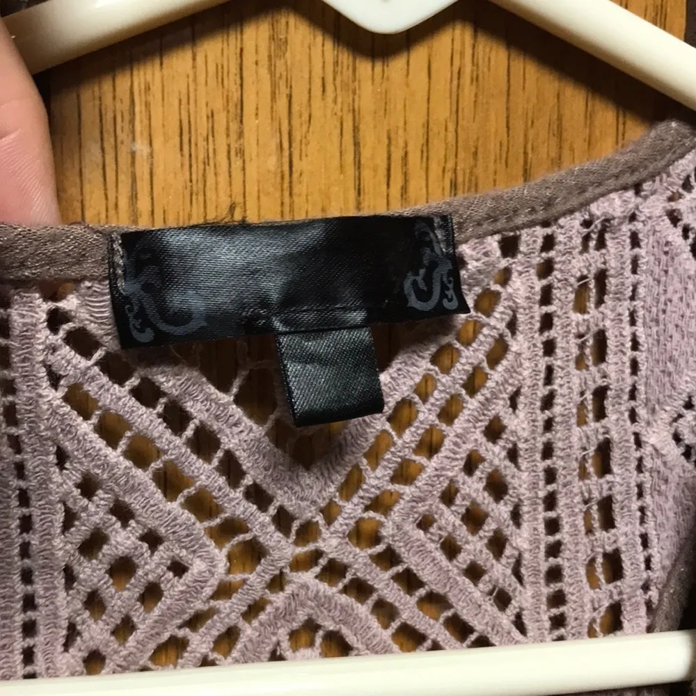 Mocha crochet accent fitted hem tank Brown Size XS - Image 3