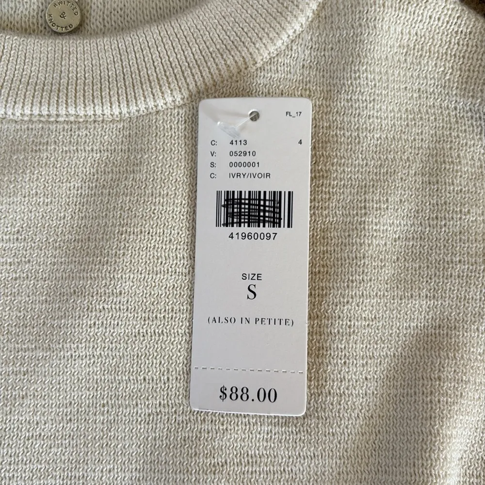 NWT Anthropologie Knitted & Knotted Open Shoulder Ruffle Sleeve Sweater Small - Image 5