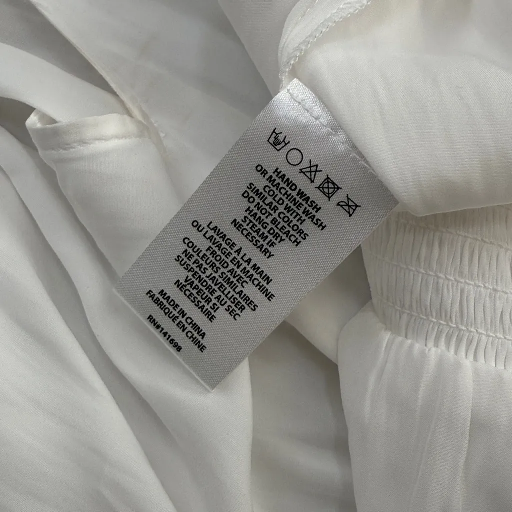 Ramy Brook Elexa White VNeck Blouse Top Smocked Elastic Waist Flutter Sleeves XS - Image 12