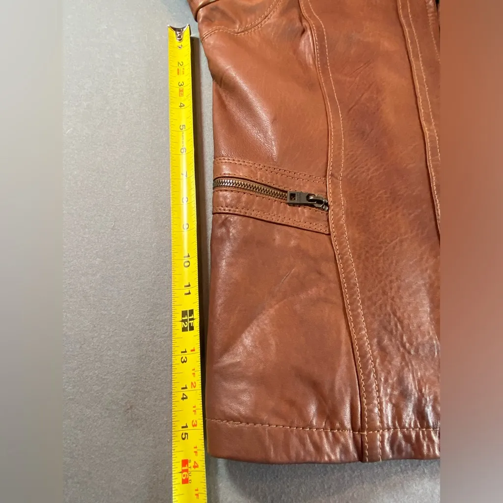 Marc New York Zip‎ Up Leather Jacket Brown Size XL - Image 7
