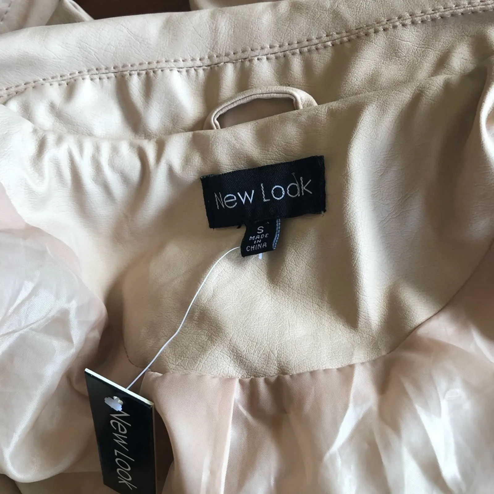 New Look faux leather moto jacket light pink street wear feminine size S - Image 4