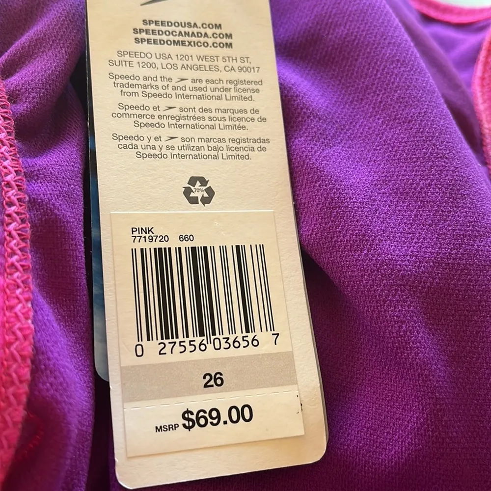 NWT Speedo Turnz Tonal Wave Print One Piece Swimsuit SZ-26 - Image 4