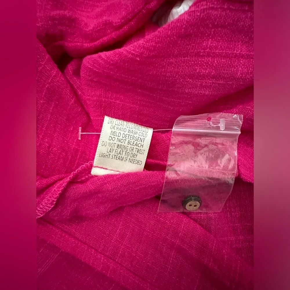 Lovestitch Pink Boho Tie Front Roll Tab Sleeve Soft Tencel Button Up top Size L - Image 11
