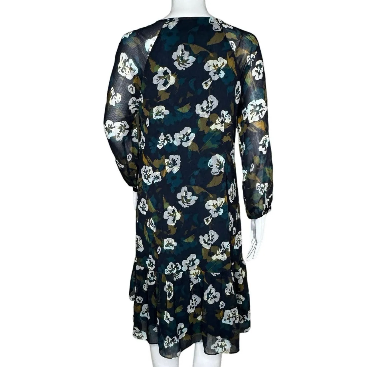 Cabi Dress Women Small Green White Pirouette Floating Floral Flower Preppy Bloom - Image 4