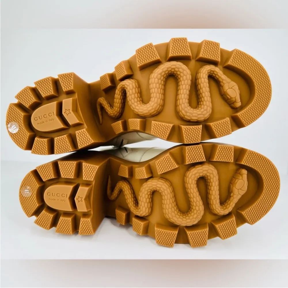 GUCCI Kensington GG Supreme Leather Crystal Buckle Platform Ankle Boots EU 41 - Image 6