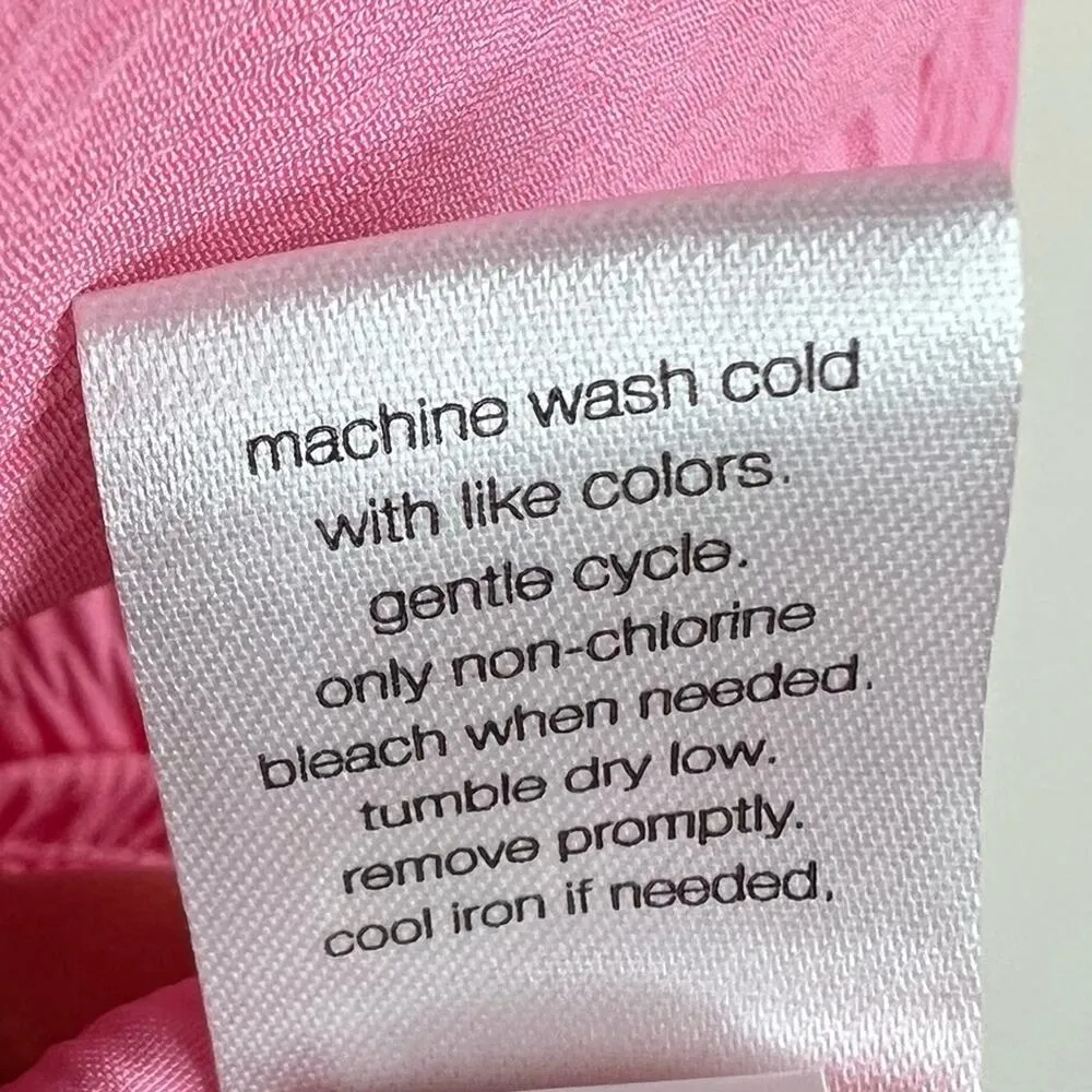 Elizabeth and James dress M pink puff balloon sleeves tie waist knee length - Image 10