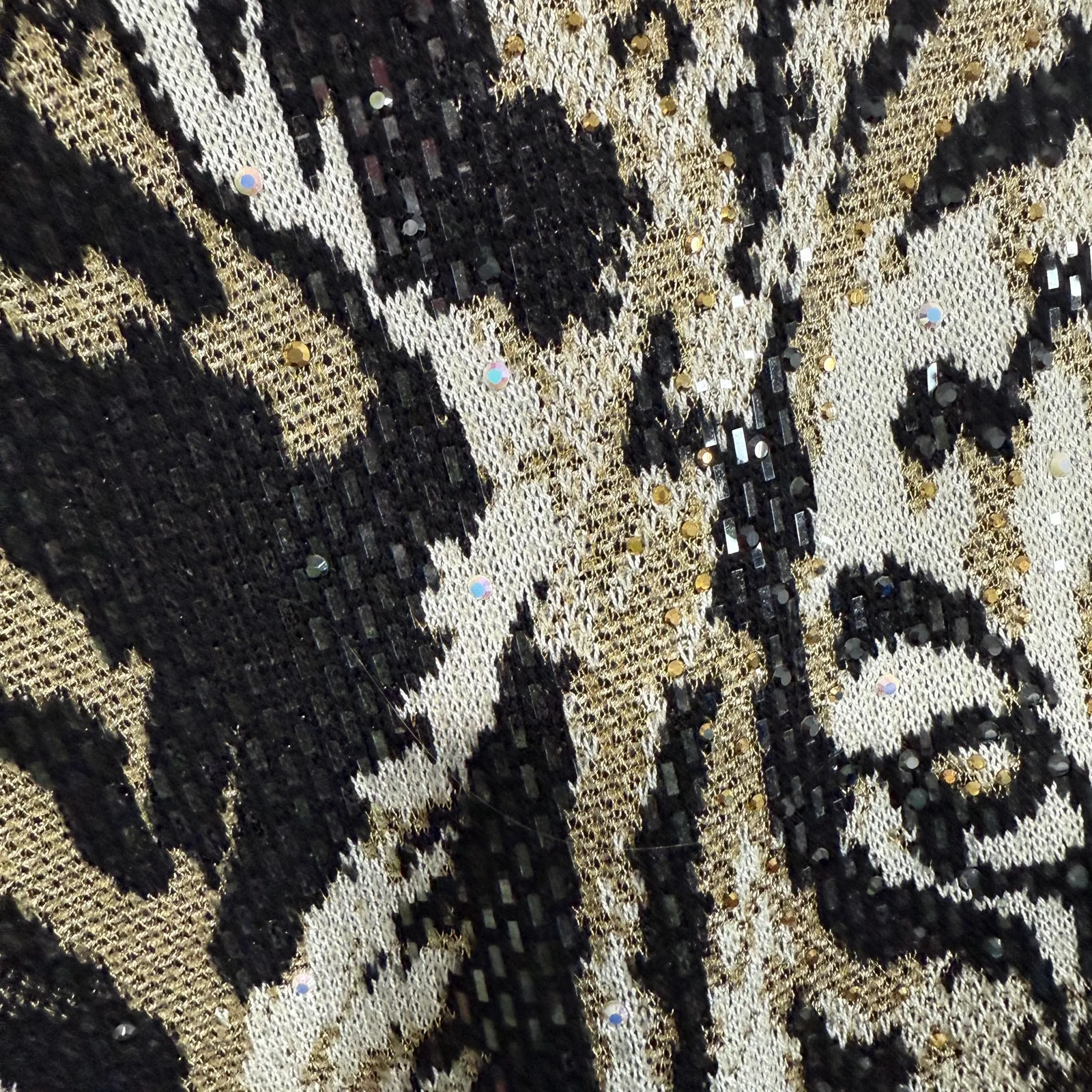 St. John Evening Tiger Knit Jacket Embellished Zip Front Size 14 Gold - Image 7