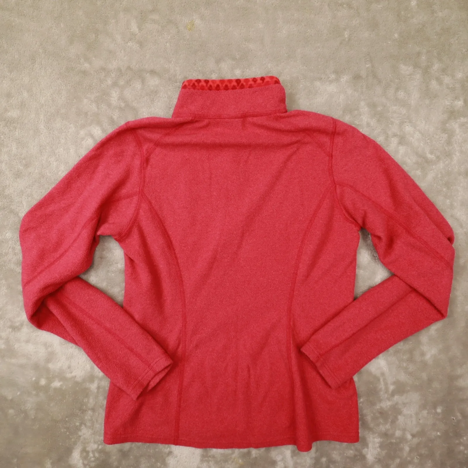 The‎ North Face Light Red Quarter Zip Fleece Pullover Pattern Trim size Small - Image 8