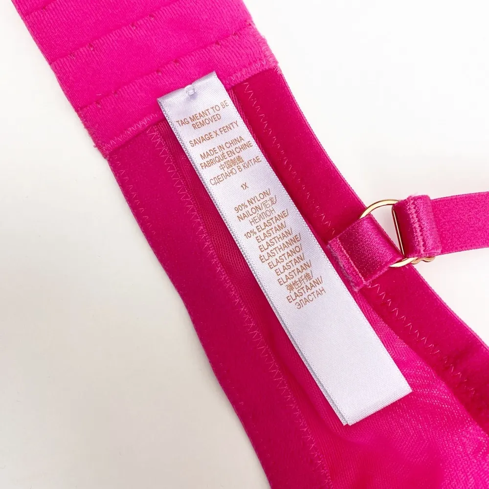 Savage X Fenty Mesh Gathered Balconette Bra: Hot Pink - Image 8