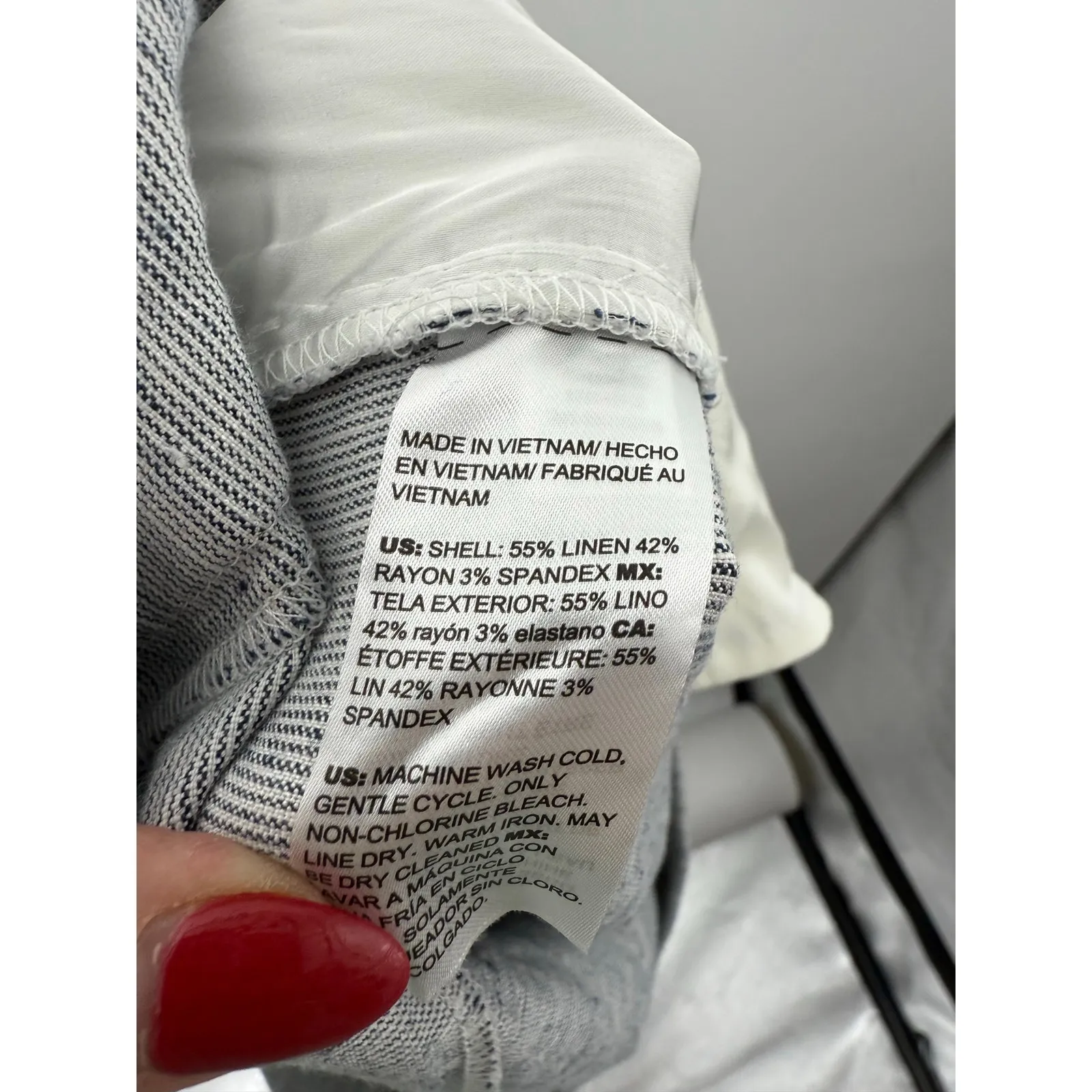 Chico’s Amelia Stripe Pull On Linen Blend Wide Leg Pants Size 4 XXL Gray Coastal - Image 8