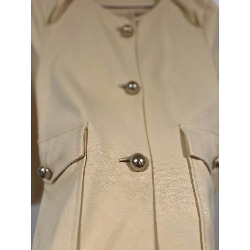 Women’s Preppy Parisian Pale Yellow Cardigan Gold Buttons XS Cotton - Image 2