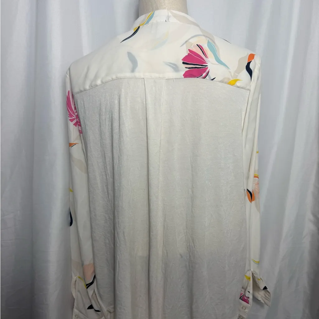 A New Day Floral Mixed Media Popover blouse Long Sleeve Blouse XXL - Image 3