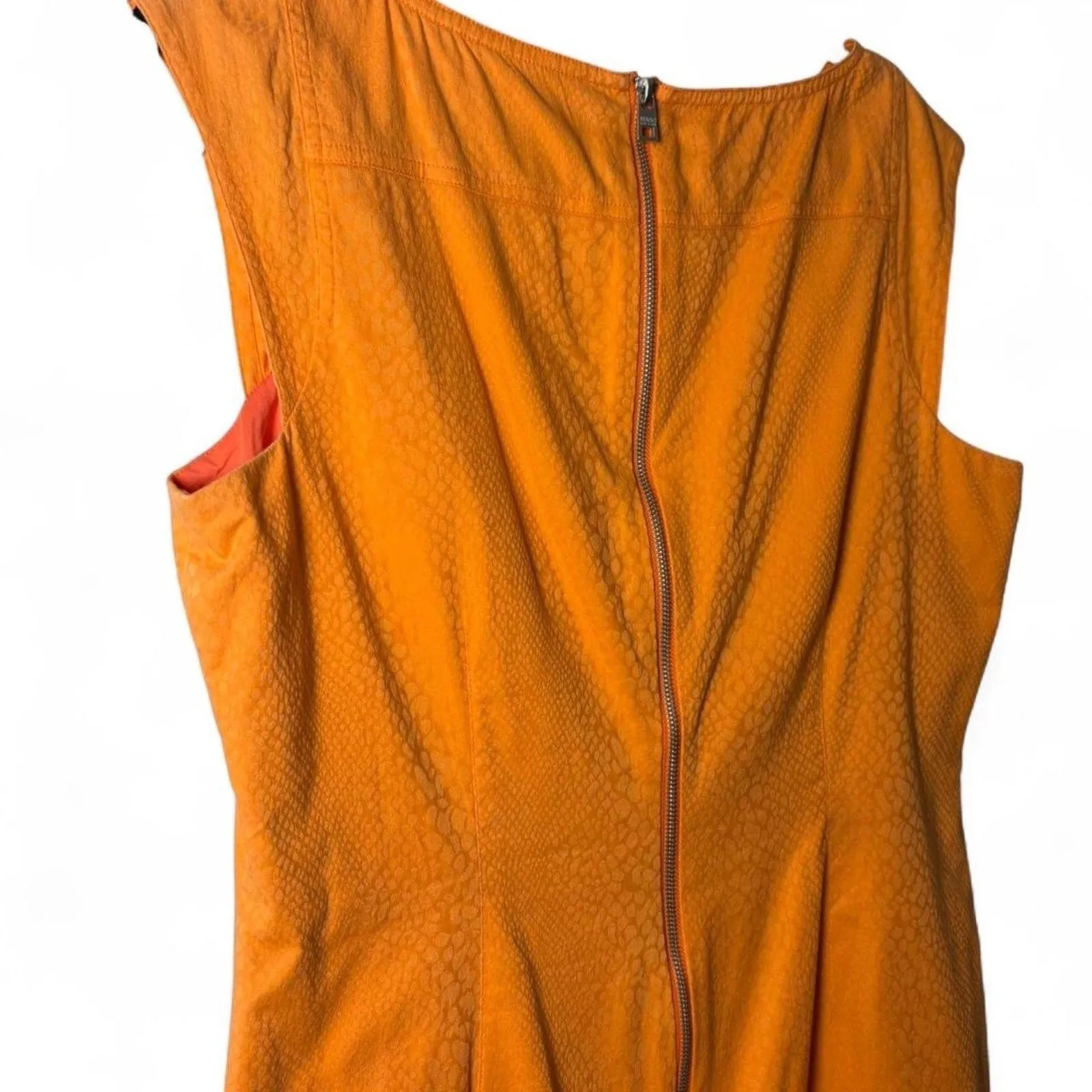 Andrew Marc NY Orange Snakeskin Jacquard Texture Sheath Dress size 14 Plus Size - Image 6