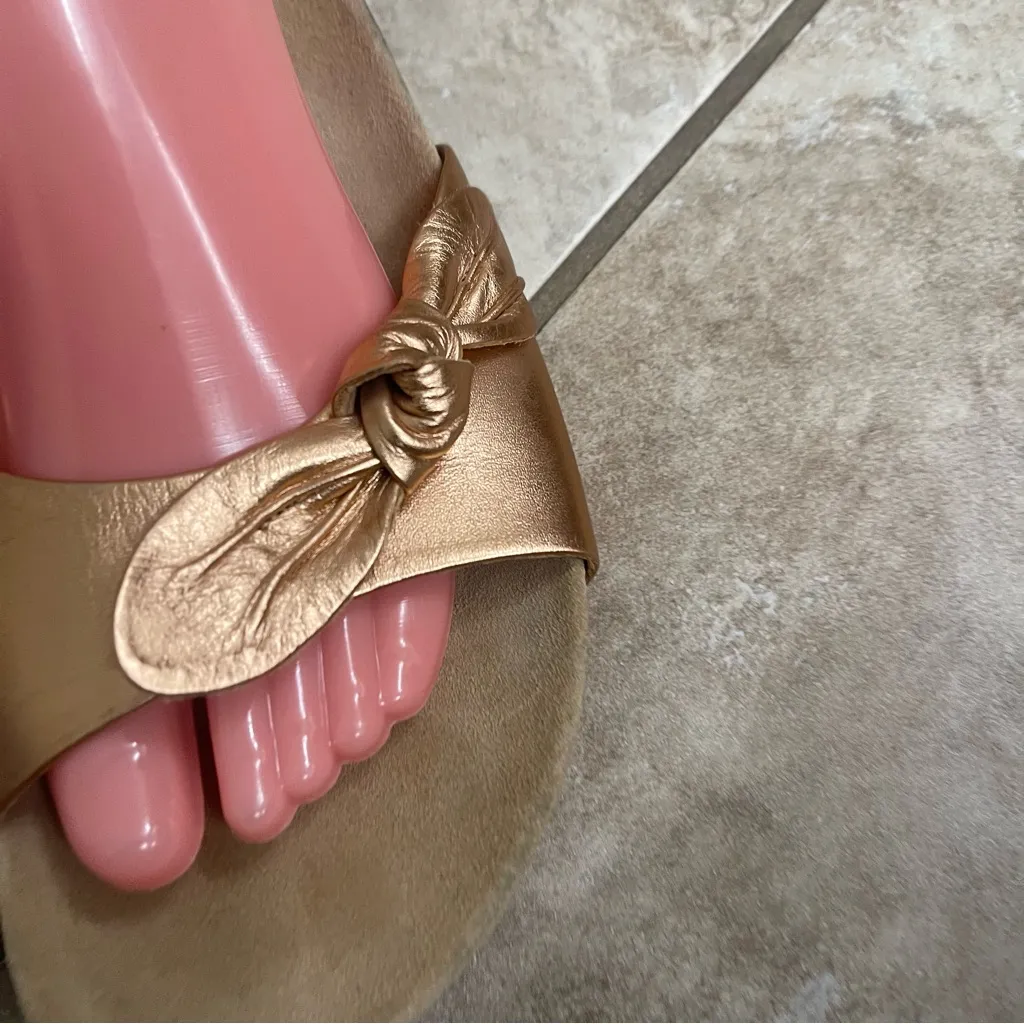 JACK‎ ROGERS Dorothy Knotted Bow Slide Sandals Rose Gold Slip On Womens Sz 12M - Image 4