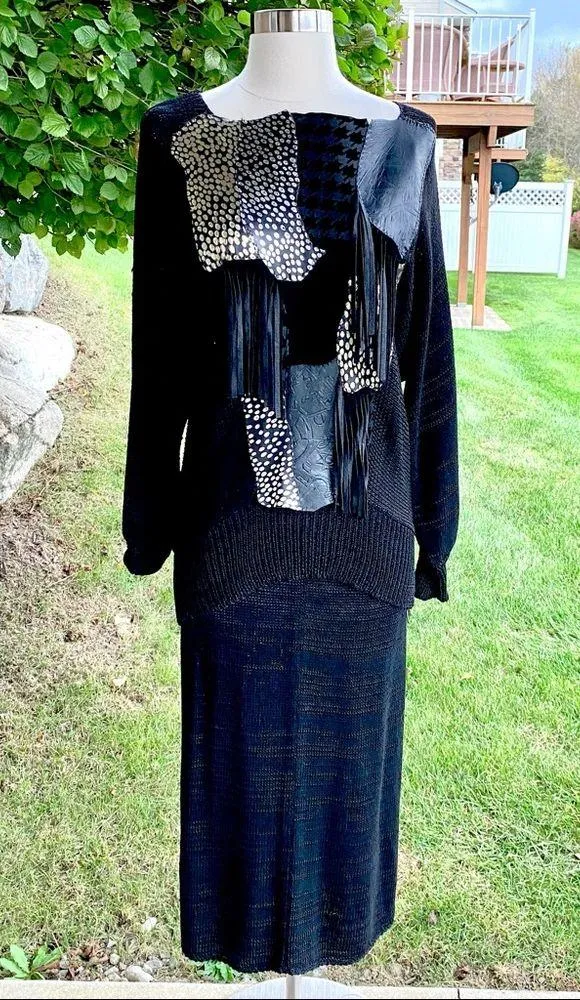 Shanna Vintage Black Knit Skirt & Sweater Set - Image 3