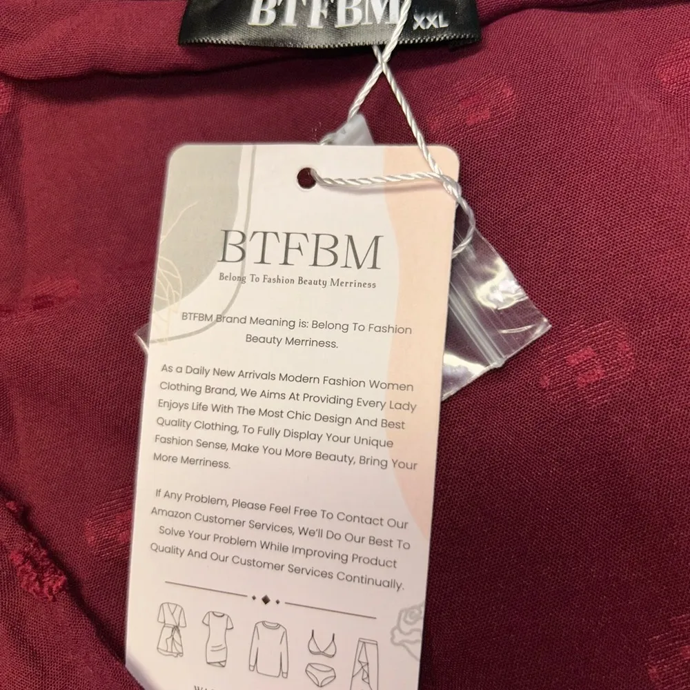 BTFBM Boho Maxi Dress XXL Burgundy Long Sleeve V - Image 8