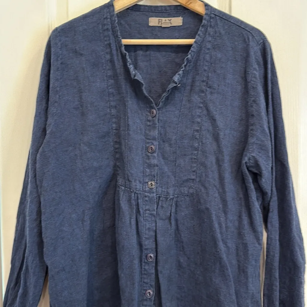 Flax long sleeve linen button down blouse - Image 3
