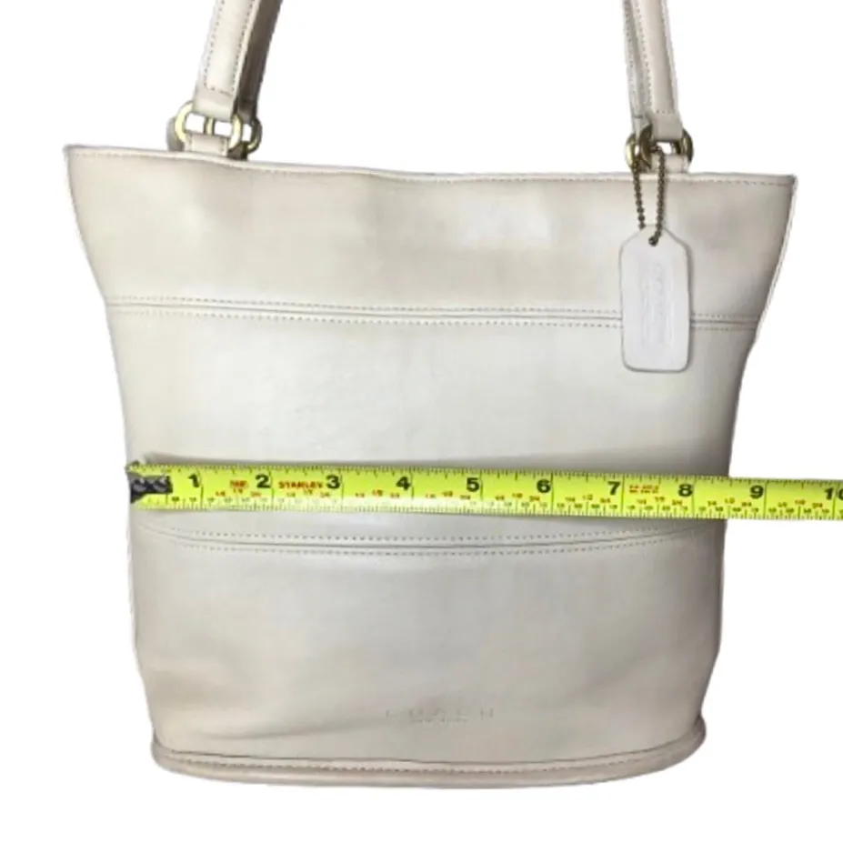 Vintage COACH TRIBECA Ivory Glove Tanned Slim Bleeker Bucket Shoulder Bag 9098 - Image 12