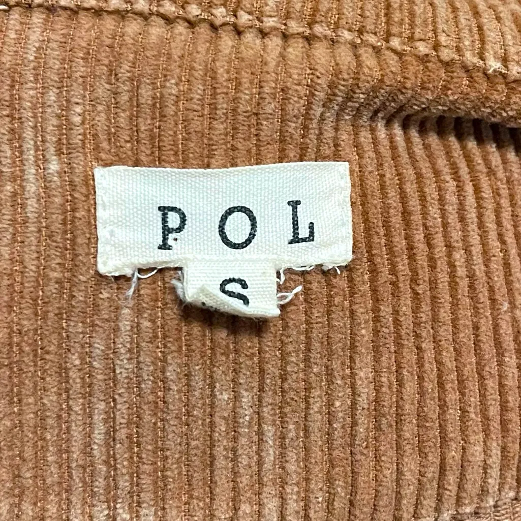 POL Frayed Hem Vintage Inspired Teddy Bear Brown Cropped Corduroy Jacket S - Image 11