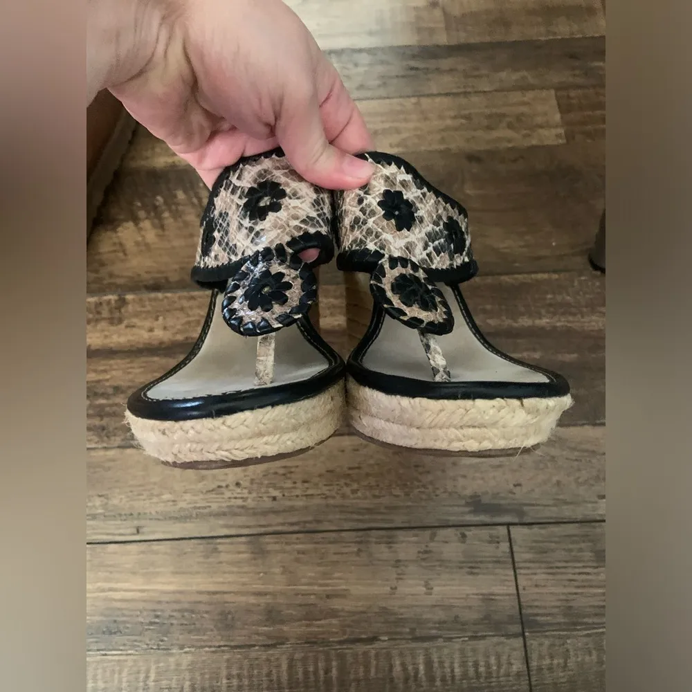 Marbella Jack Roger’s snakeskin summer boho leather suede wedges $145 designer - Image 6