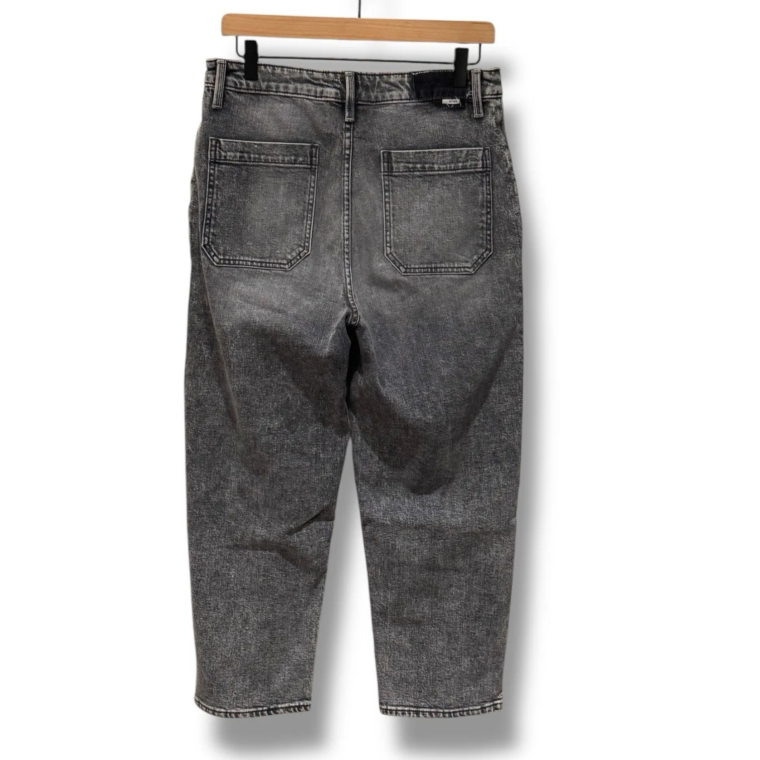 MOTHER SUPERIOR The Private Zip Pocket High Rise Cropped Wide Leg Jeans Size‎ 28 Gray - Image 2