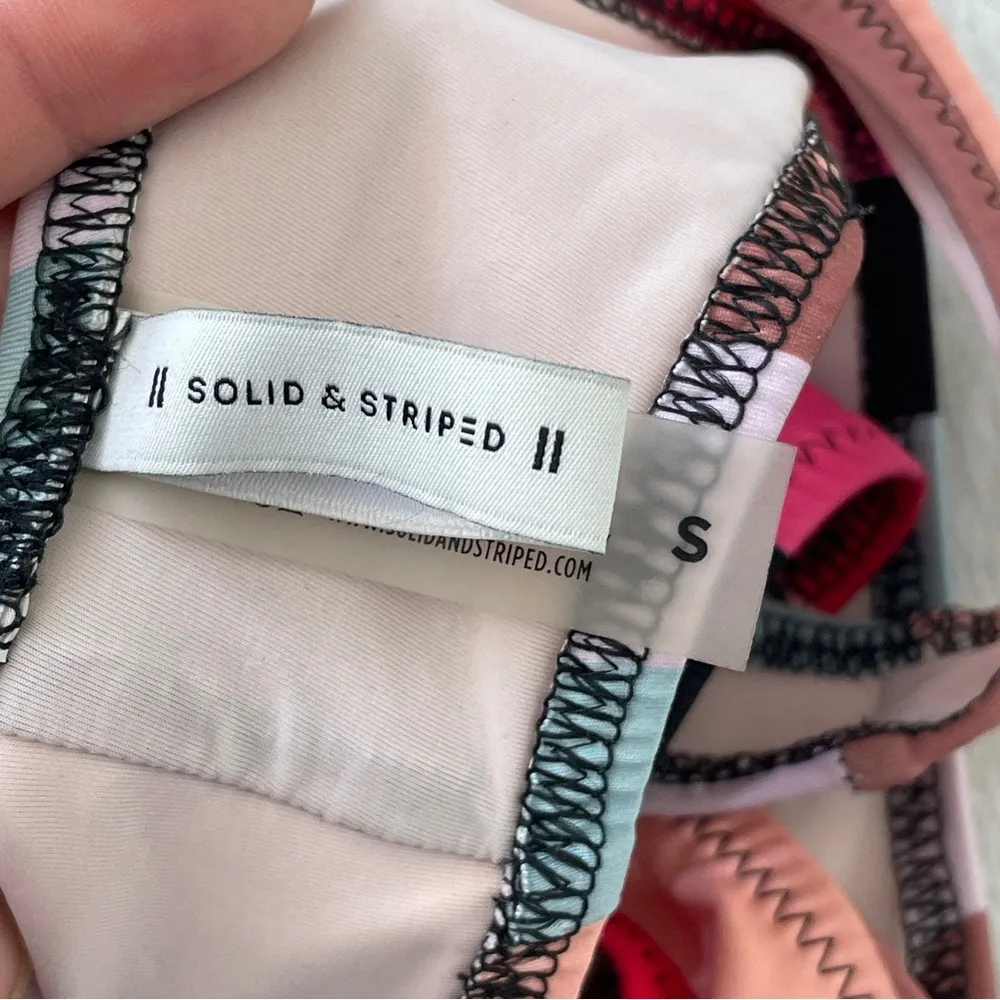 Solid & Striped Elle Bikini Top malibu stripe womens small colorful swim summer - Image 3