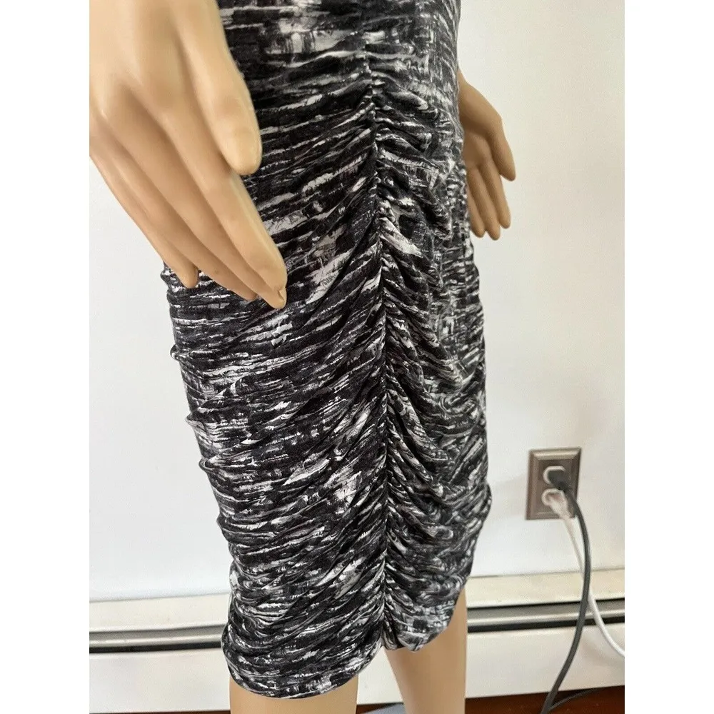 Athleta Black Gray Space Dye Scruched Ruched Side Midi Dress Women’s Size Medium - Image 6