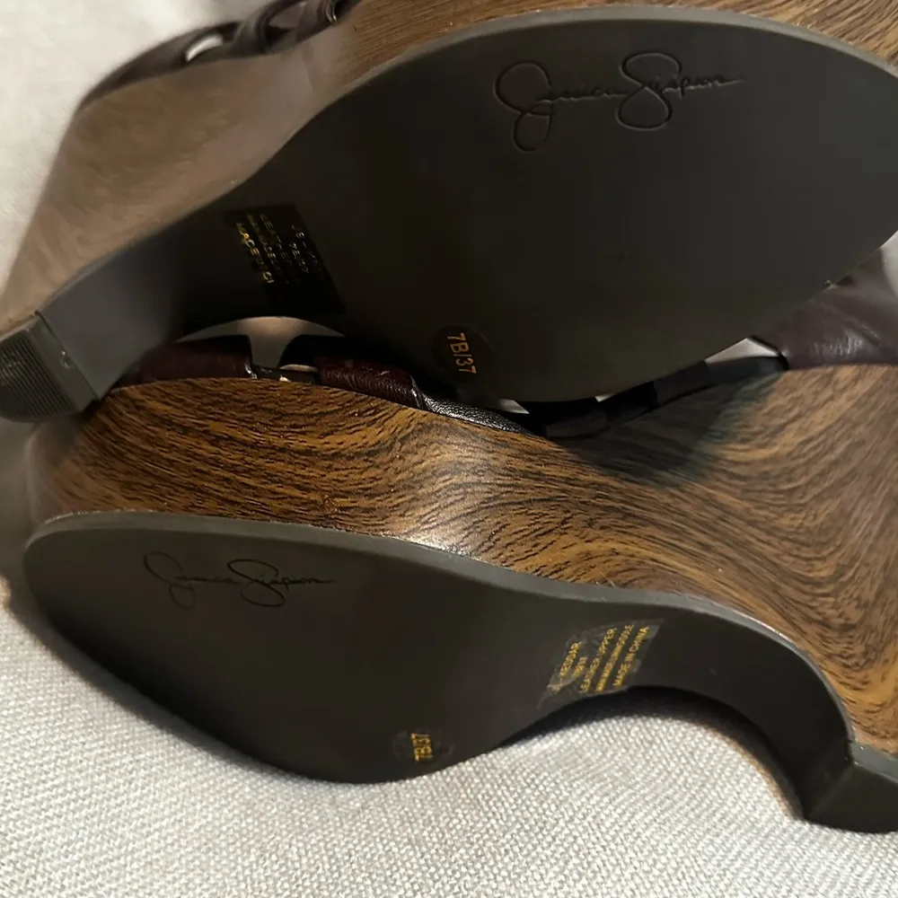 Jessica Simpson wedges JS -Keddar LEATHER UPPER SIZE 7 NEW - Image 3