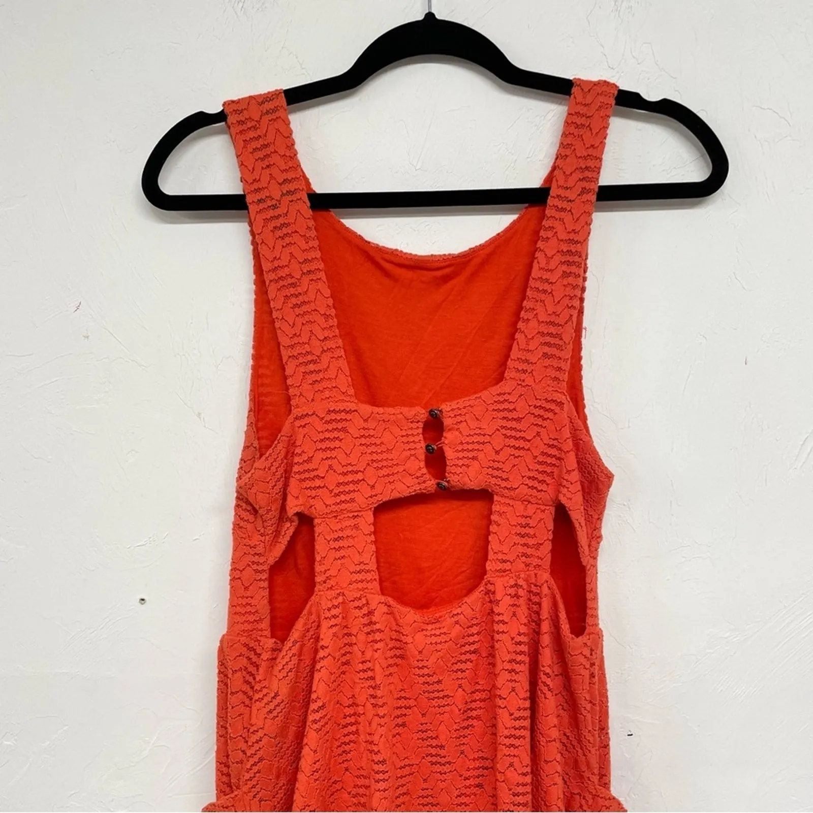 Free People Orange Sleeveless Textured Mini Dress Womens S Beachy Summer Casual - Image 10