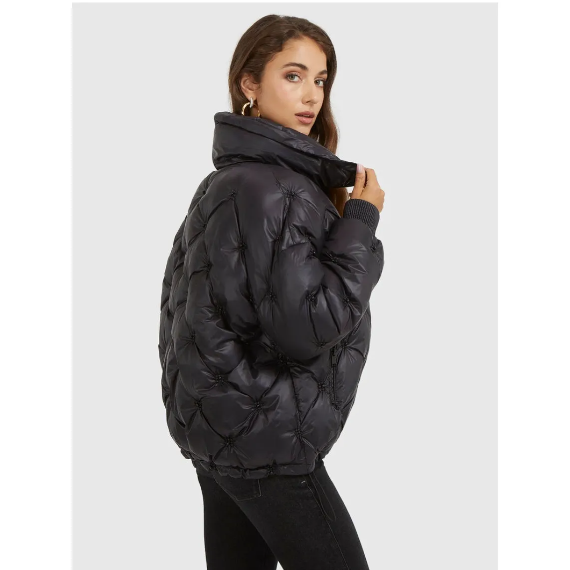 GUESS PERLA puffer jacket in Black - Image 2