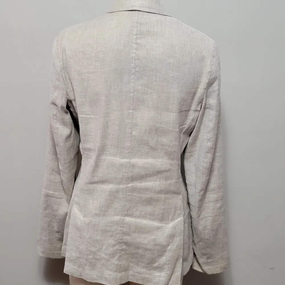 Theory Minou T Sharkskin Crunch Linen Blend Blazer Size 10 - Image 6