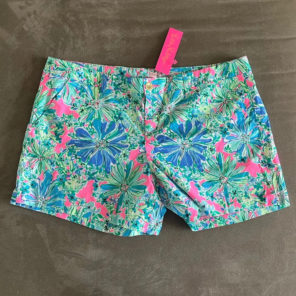 NWT Lilly Pulitzer 5" Callahan Stretch Short Soleil Pink Good Hare Day Size 16 - Image 2