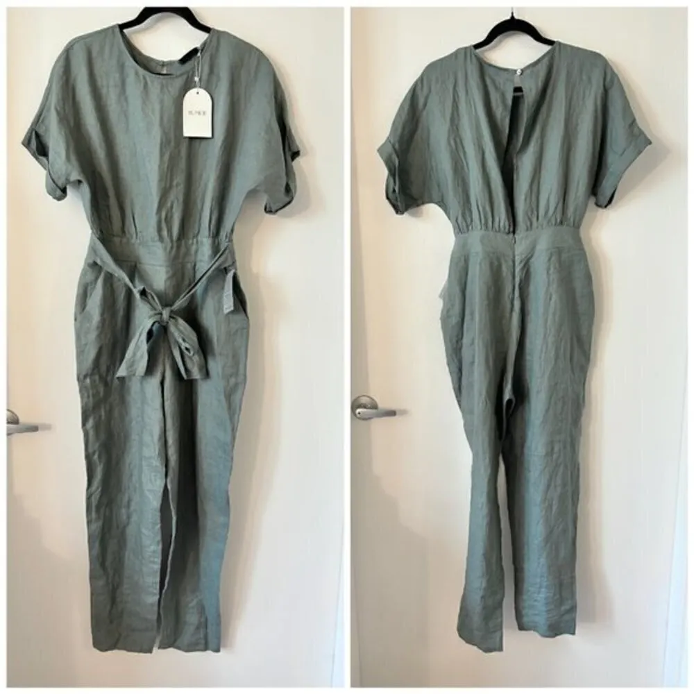 Rumer the Label The LouLou Jumpsuit 100% Linen in Fern Size M NWT Gray Size M - Image 4