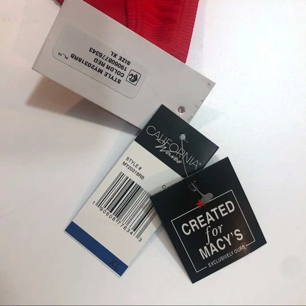 California Waves RED Ribbed Bikini Swim Bottom - Image 3